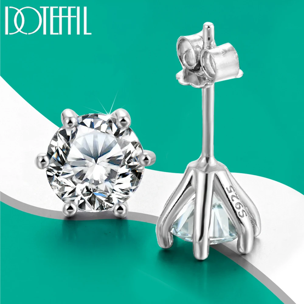 DOTEFFIL 0.3-3CT 9.0mm Moissanite D/VVS stadniny kolczyk dla kobiet solidna 925 srebro z certyfikatem kolczyk na zaręczyny