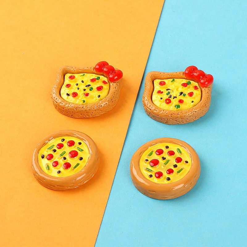 10pcs Diy Mini Kawaii Resin Cartoon Pizza Fake Food Scrapbook Embellishment Crafts Accessories Craft Miniature Flatback Cabochon