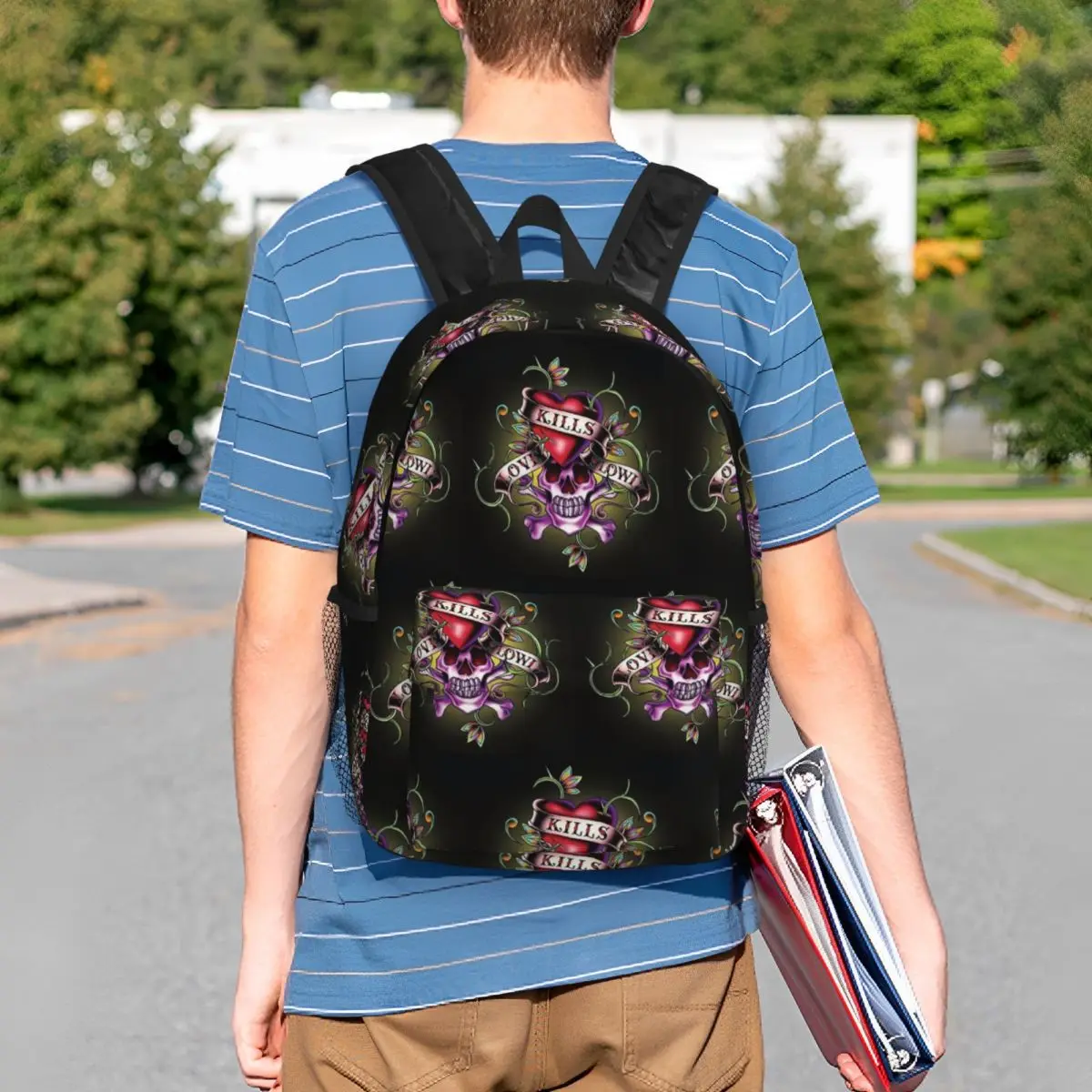 Ed Hardy Love Kills Slowly Backpack Student Boys Girls BookBag Men Women School Bag Laptop Shoulder Bags