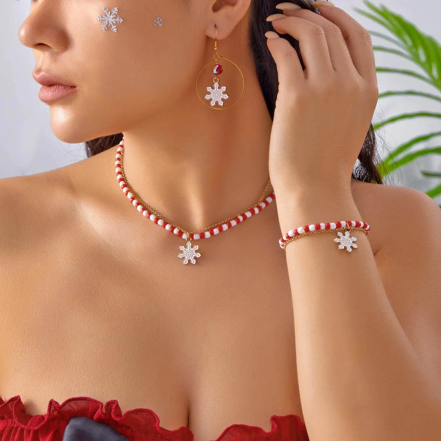 

Изысканный ювелирный набор Cisas: колье и серьги с подвесками в виде оленя и снежинки, универсальный, модный, осенняя коллекция, производство Китай