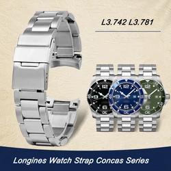 21mm Watch Band For LONGINES Stainless Steel Bracelet Original Longines Strap Concas 41mm Dial L3.742 L3.781 Men Metal Bracelet