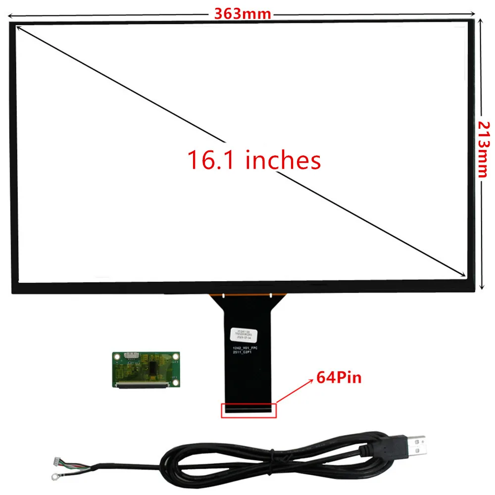 Imagem -03 - Universal Multi-touch Capacitivo Digitizer Vidro Painel Touch Screen Usb Driver Board Converter 101 116 133 14 15