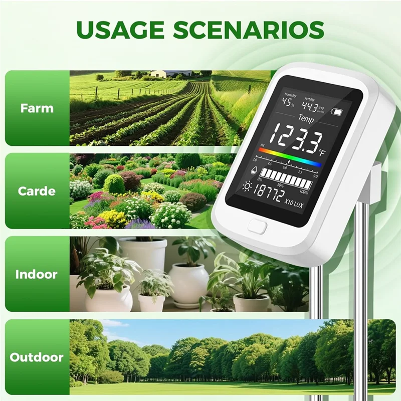 

ABKS-6-In-1 Soil Test Kit With LCD Display Rechargeable Digital PH Meter For Gardening Deals For Indoor/Outdoor Plants