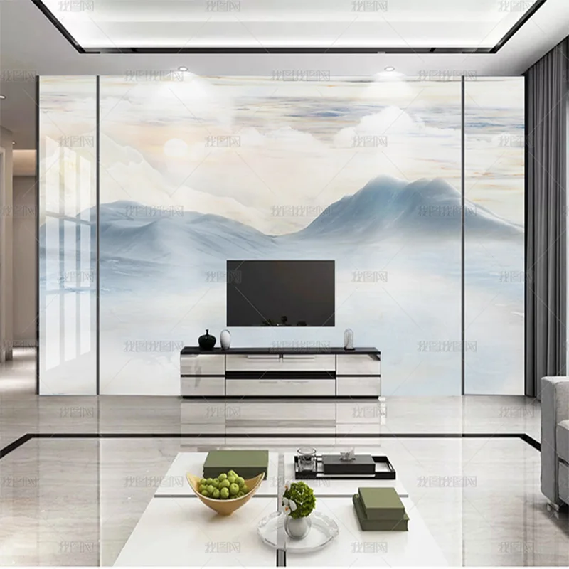 custom 3D new Chinese landscape wallpaper marbling sofa TV living room bedroom background wall mural dining room 8d waterproof
