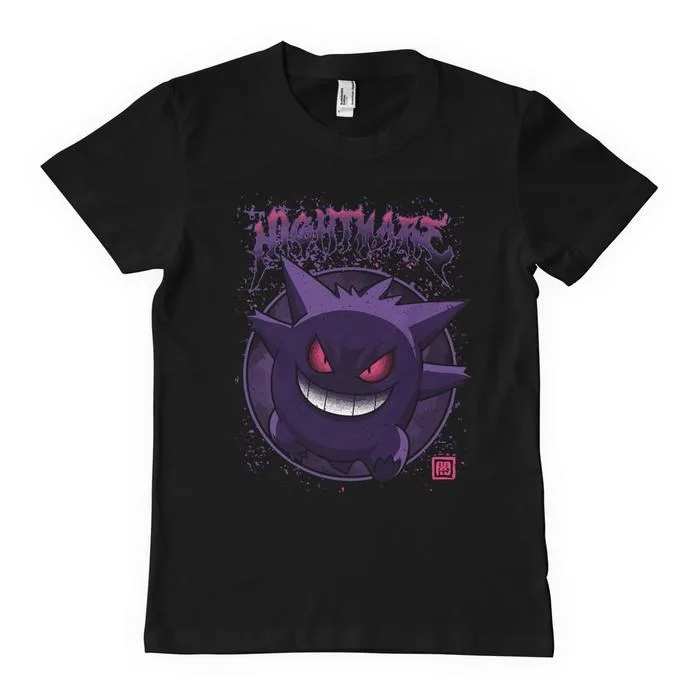 2025 夏ポケモンアニメゲンガー怪獣 100% 純粋な綿プリント Tシャツ男性原宿ルーズカジュアル多用途半袖トップ