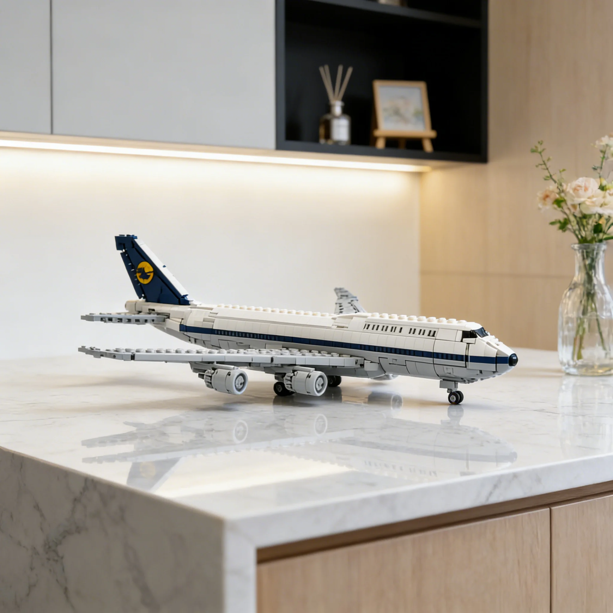 3202pcs MOC Icons Retro Lufthansa Boeings 747-8I Model Building Blocks Christmas Gift Collectible Display Creative Set Art Craft