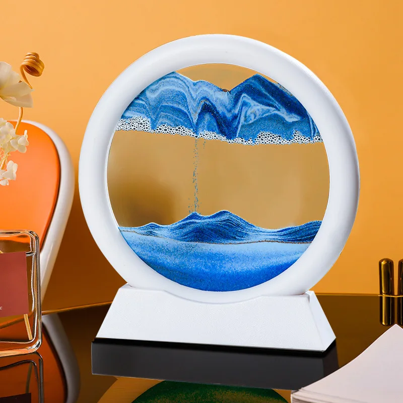 3D Hourglass Quicksand Moving Sand Art Picture Round Glass Deep Sea Sandscape Craft Flowing Painting Home Office Decor Gifts