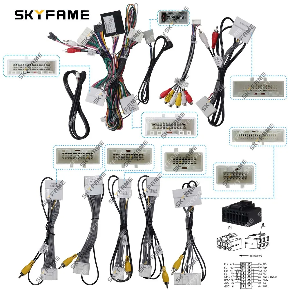 SKYFAME Car 16pin Wiring Harness Adapter Canbus Box Decoder Android Radio Power Cable For Nissan Murano