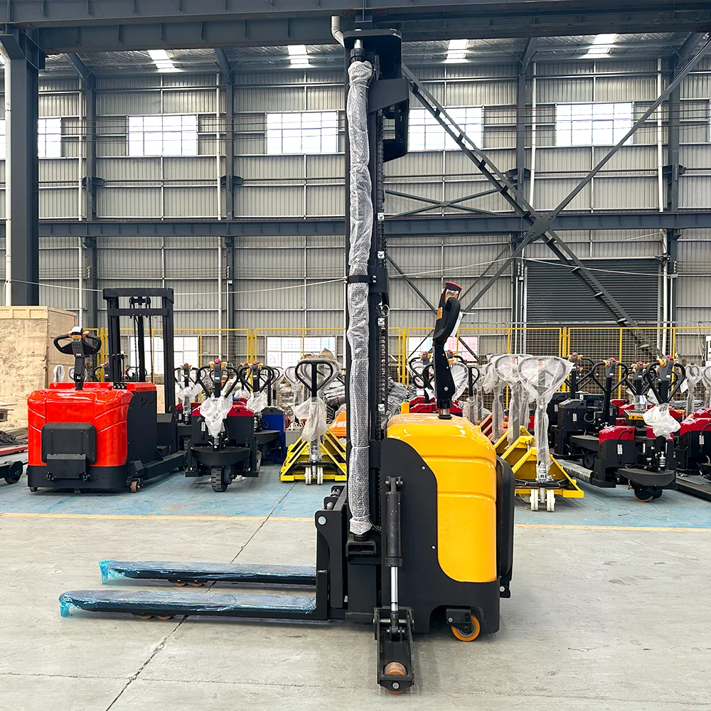 Workshop Transport Pallet Stacker 1000kg 3m Full Electric Stacker Adjustable Mast Lithium Powered Cargo Unloading