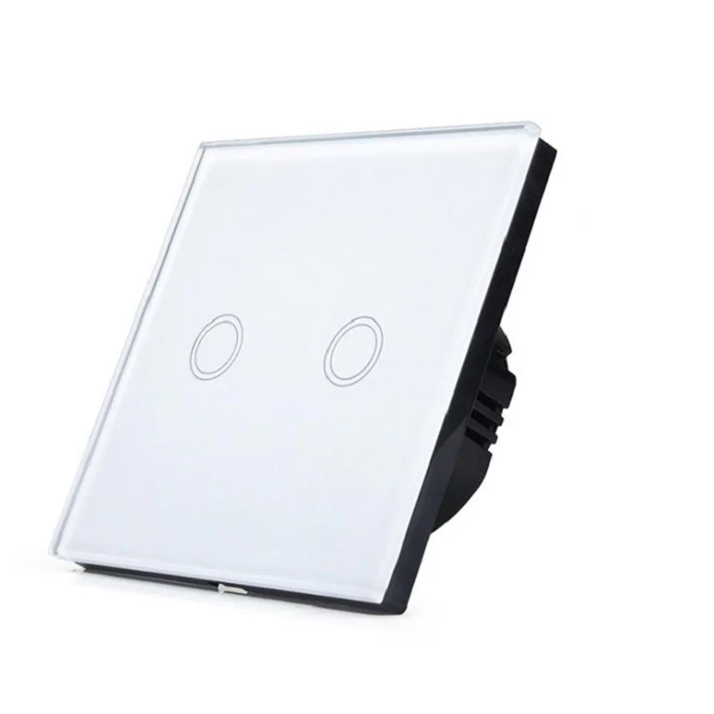 86 Type Touch Light Switch AC100-240V Led Backlight Panel Tempered Glass Wall Light Sensory Switches 2 Gang Interruttore