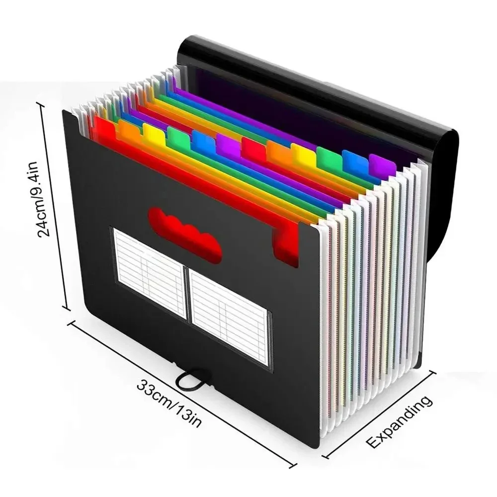 13/25 Pockets Accordian File Expanding File Folder Organizer Filing Box Portable Colorful Paper/Bill/Receipt/Document Holder