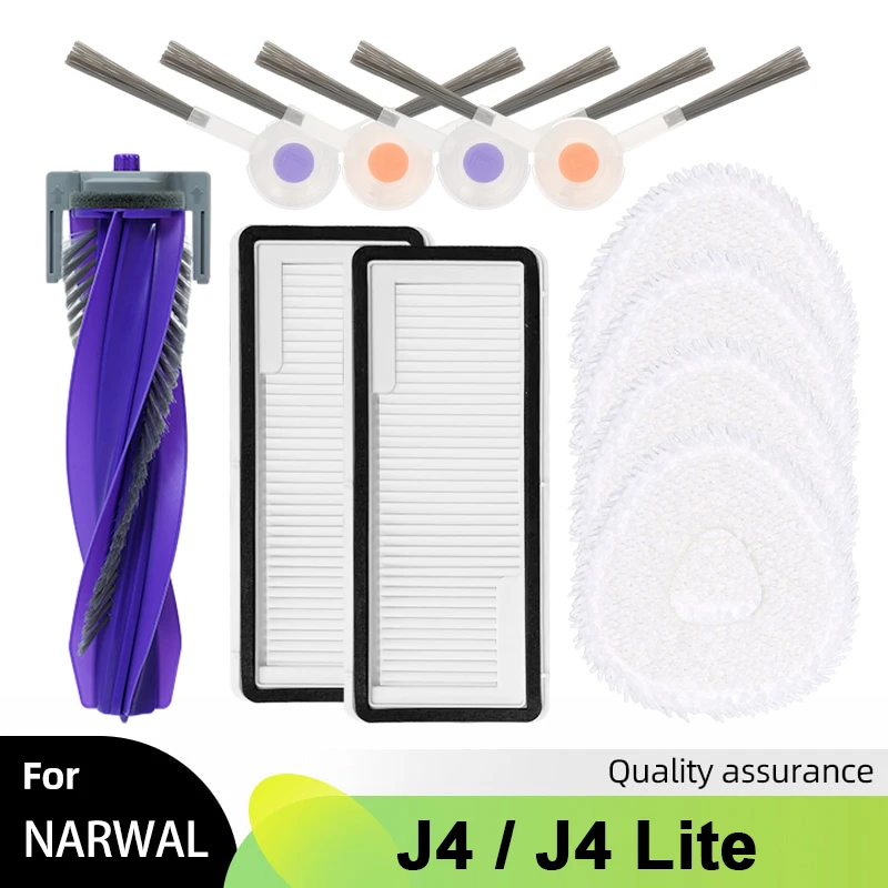 For Narwal Freo X Ultra / Narwal J4 / J4 Lite Robot Vacuum Cleaner Parts Side Brush HEPA Filter Mop Pad Accessories Replacement