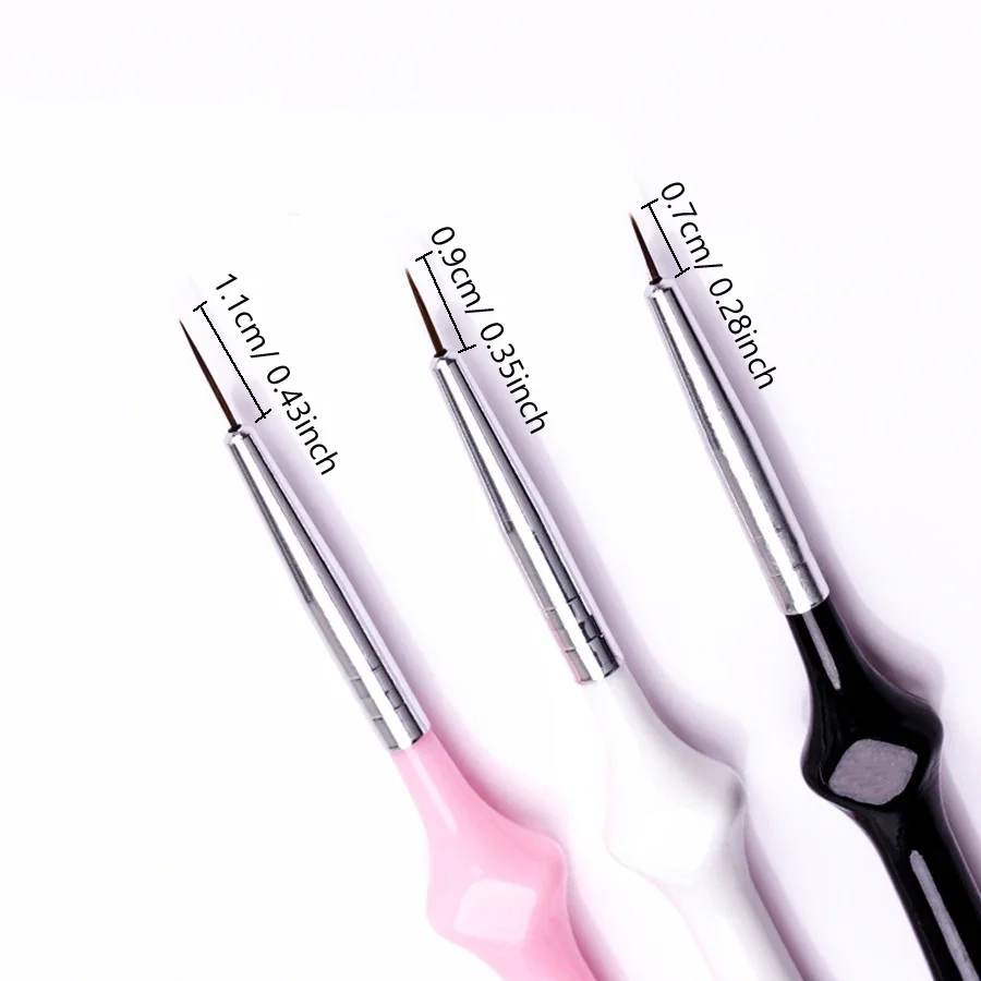 Juego de pinceles para decoración de uñas, pincel de dibujo de detalles finos con mango en forma de calabaza para diseño de uñas acrílicas y de gel, 3 uds.