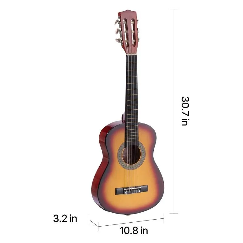 Classical Guitar, 30 Inch, Wood Classical Guitar Starter Kit for Beginners, with Nylon Strings, Gig Bag, Strap, Tuner, Extra Strings, Pick, Capo, Basswood, for Kids Girls Boys Students, Sunburst