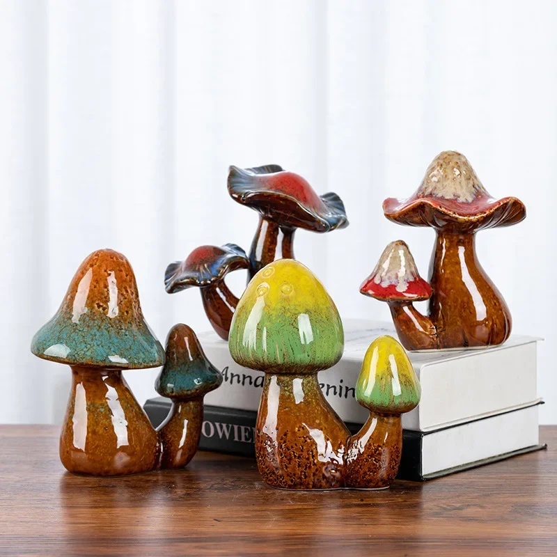 Outdoor Garden Pool Landscaping Decoration Park Garden Ceramic Mushroom Playground Lawn Decoration  Fairy Garden