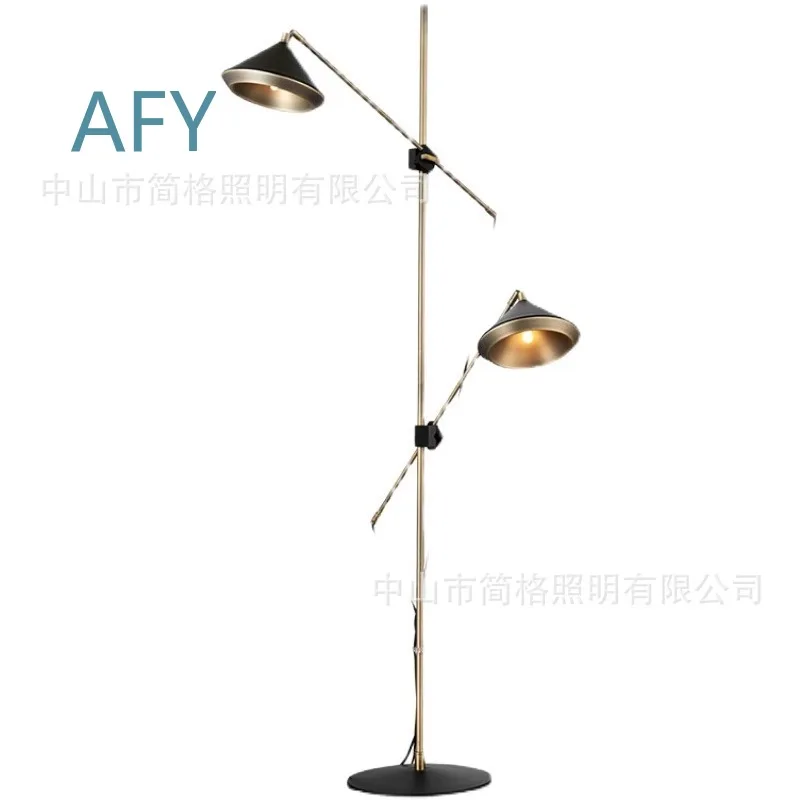 Nordic Industrial Style Floor Lamp for Living Room Bedroom Study Exhibition Hall Decorative Double Head Horn Post Modern