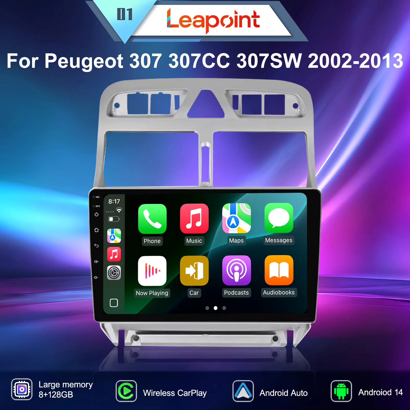 

Leapoint Android 14 Car Radio For Peugeot 307 307CC 307SW 2002-2013 Wireless Carplay 9 inch Screen Multimedia Player 4G GPS