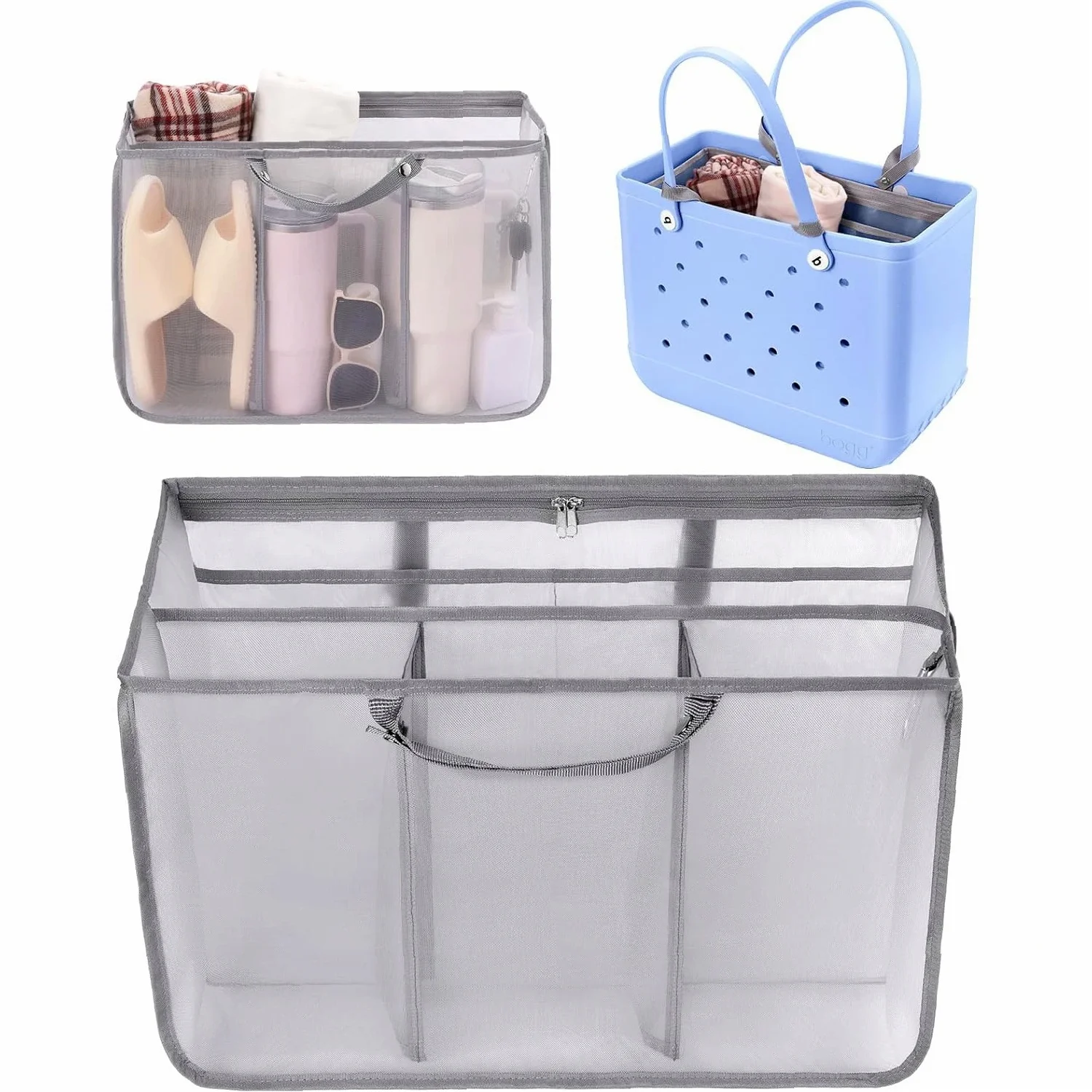 Lightweight Mesh Beach Bag Organizer Insert for XL Bogg Bags, Compatible with X Large Bogg Bag Divider Pouch