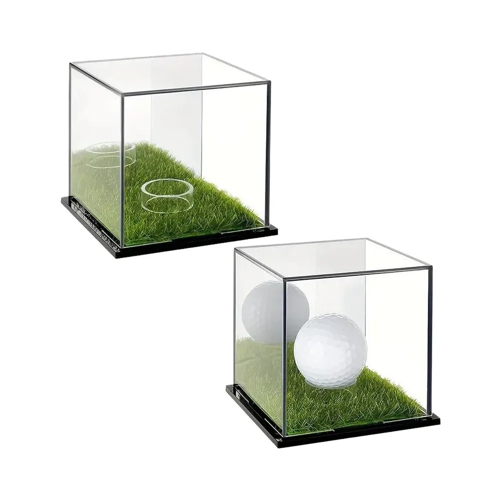 2pcs Clear Baseball Display Case With Lock Dust Storage Box For Sports Memorabilia Collection Shelf Desk Organizer