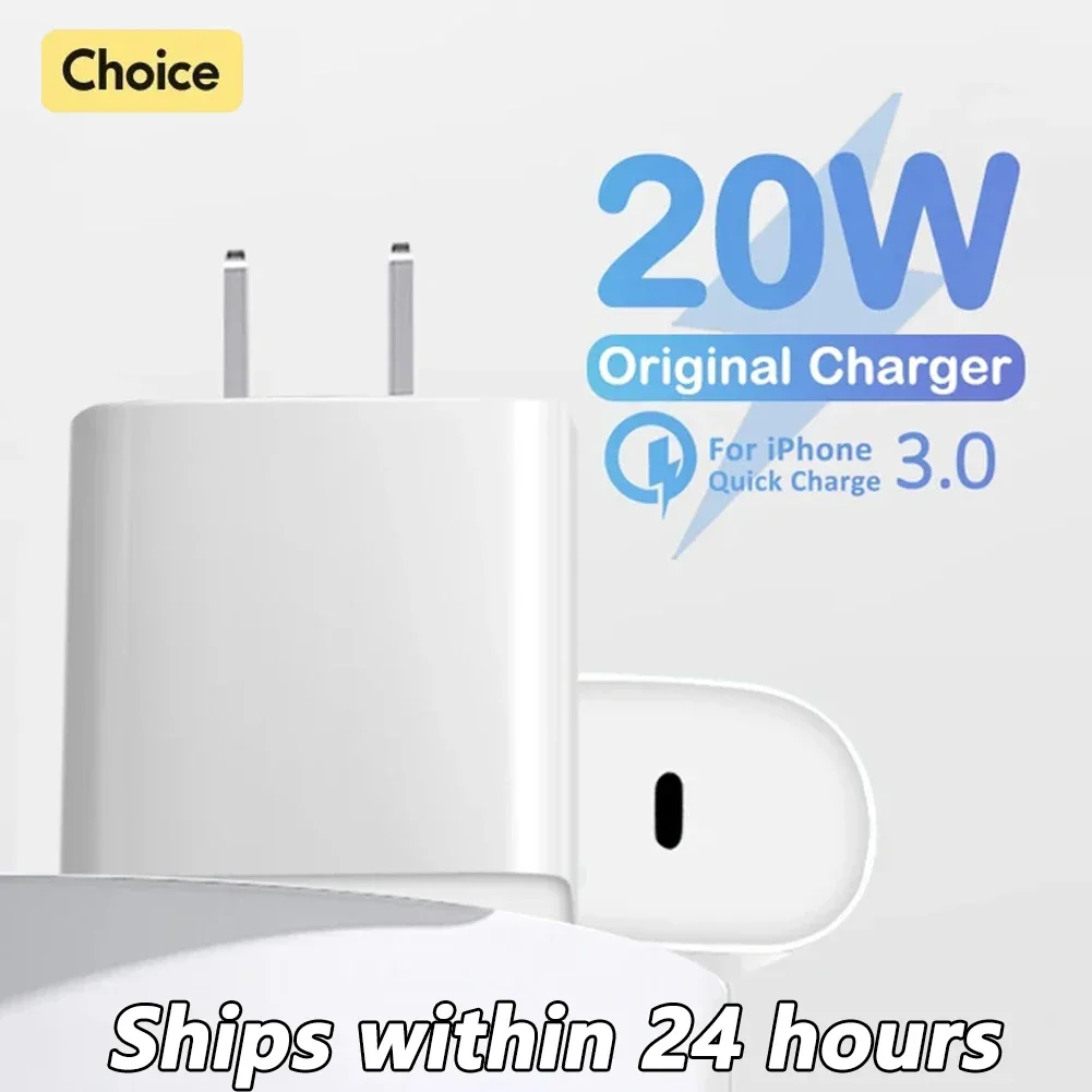 20W PD Fast Wall Charger for iPhone 15 14 Plus 11 12 13 Pro Max X XR XS 8 EU US Plug Quick Charging USB-C Power Adapter With Box