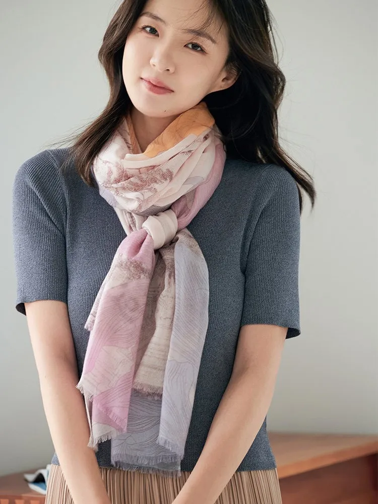 Pink real velvet scarf spring and autumn thin silk new style for women air-conditioned room shawl outerwear