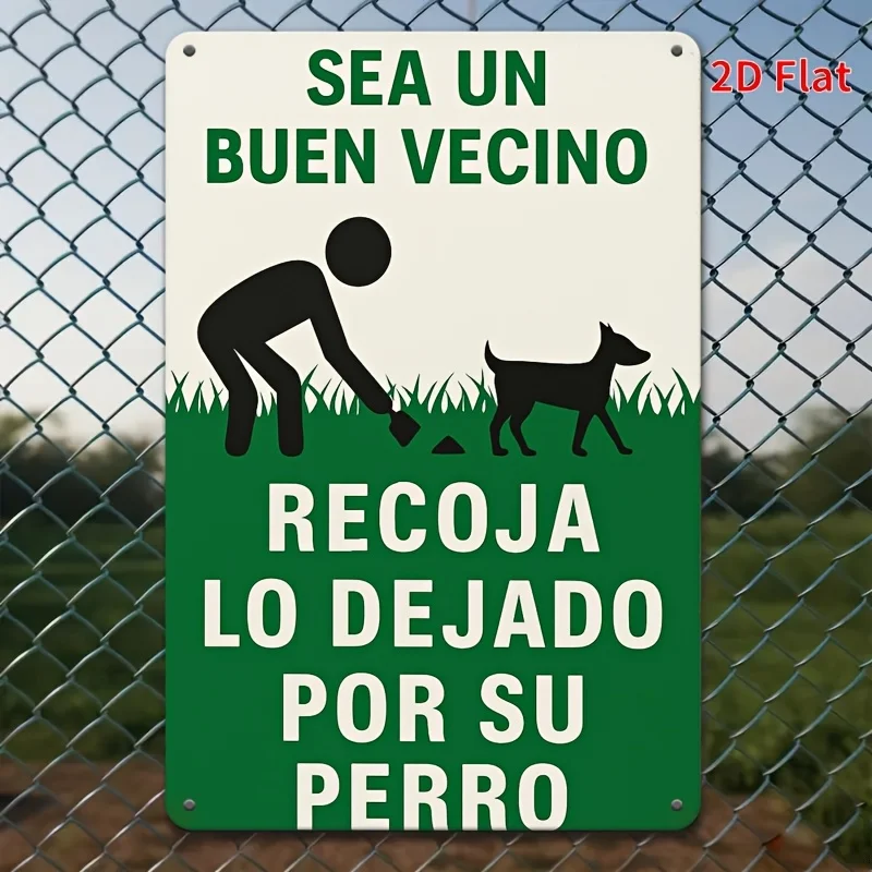 2D Flat 1pc Funny Spanish Dog Owner Sign 