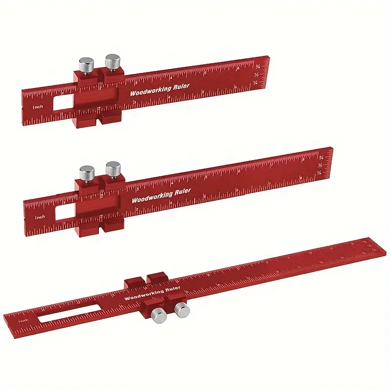 Red Carpenter's Ruler, Aluminum Alloy Positioning Ruler, Carpenter's Ruler, Angle Ruler, Multi-Function Marking Ruler