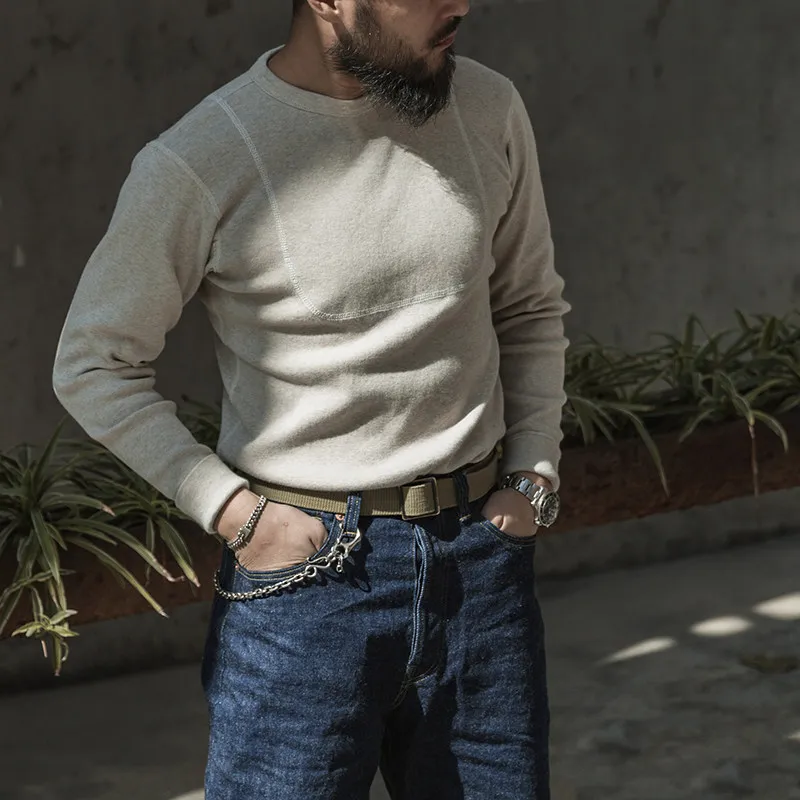 BRONSON USN Heavyweight Long-Sleeve T-Shirt for Men Thickened Pure Cotton Slim Fit Men's Heavyweight Crew Neck Thermal Underwear