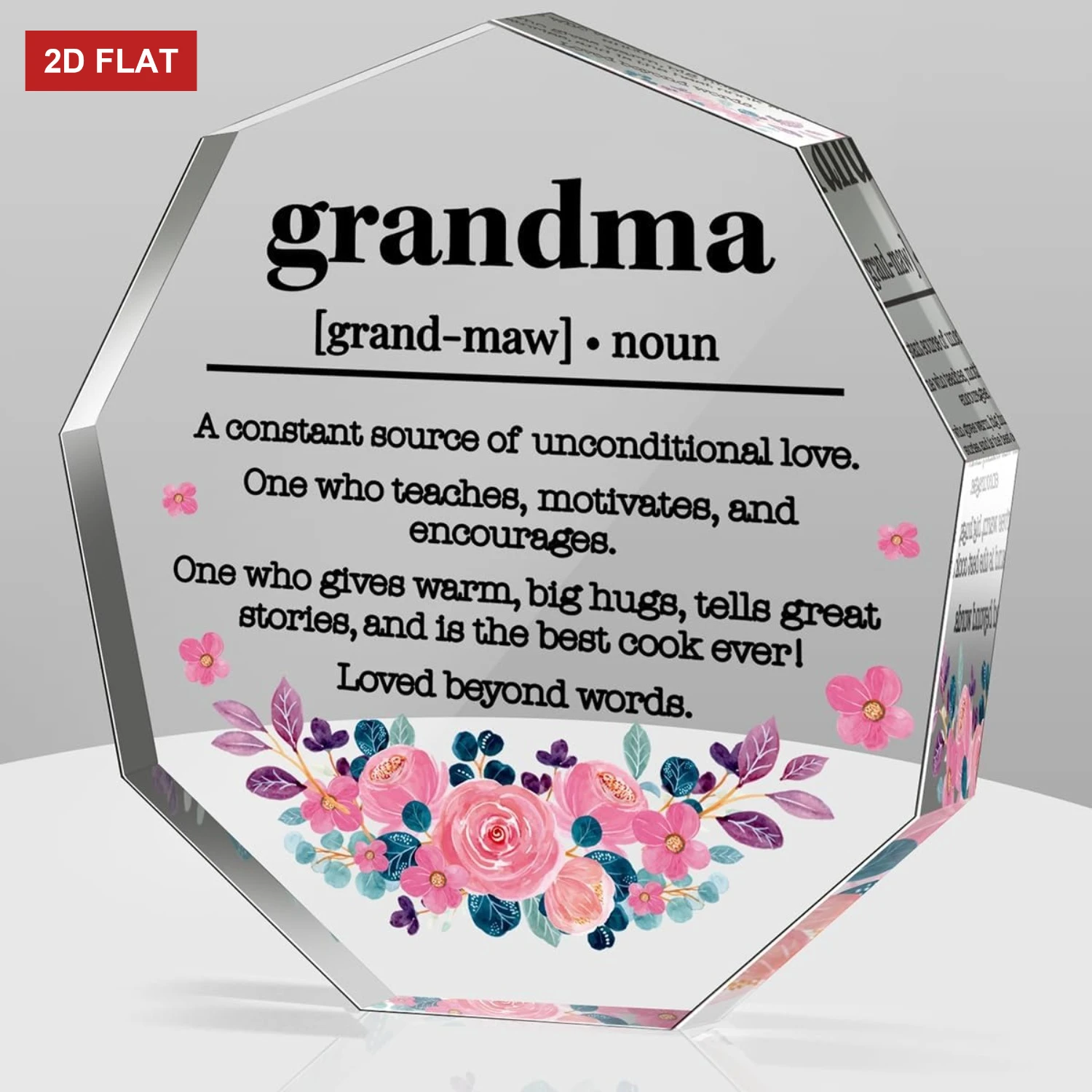 2D Floral Grandma Sign Grandson Granddaughter Thank You Birthday Christmas Gift Elegant Metal Wall Art
