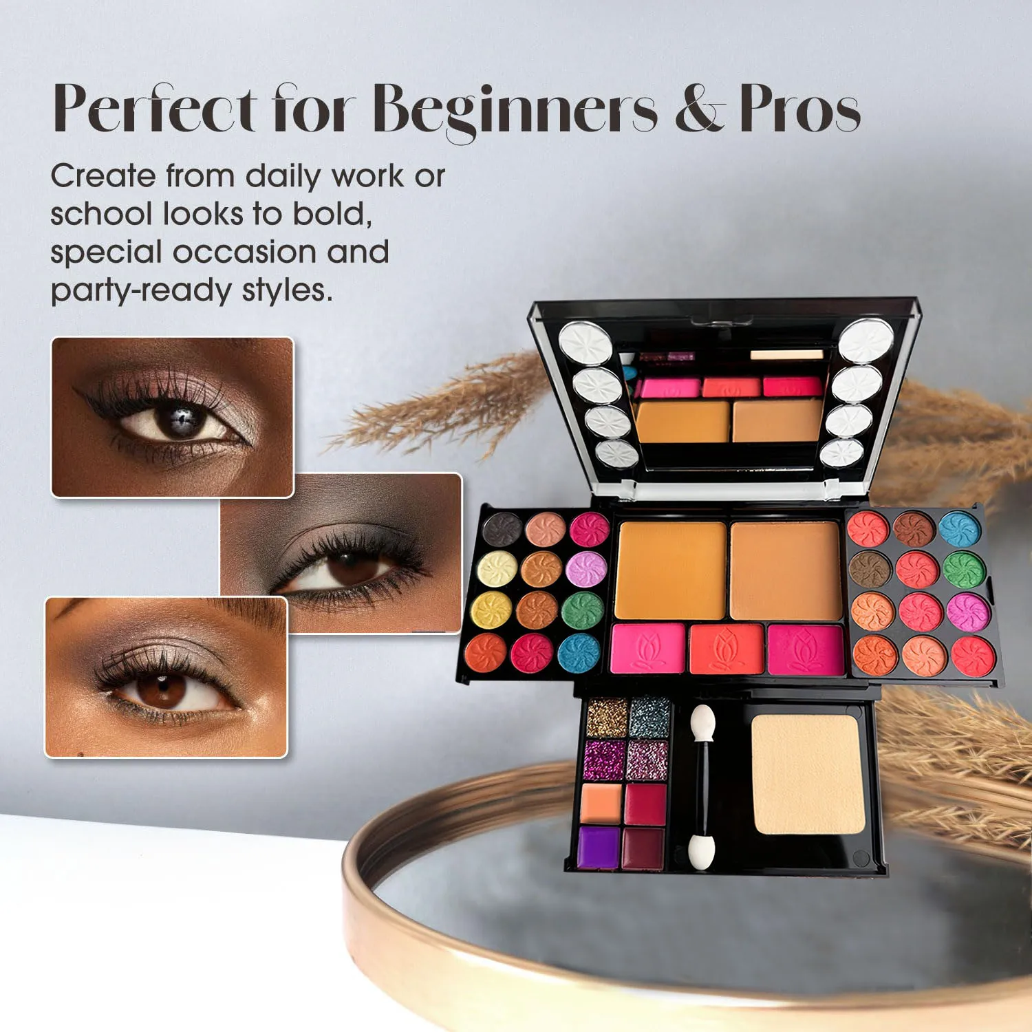 

37 шт. Ultimate Makeup Set — палитра теней для век, румяна, блеск для губ, контурный набор | Удобный для начинающих, с несколькими оттенками, коричневый, ягодный,