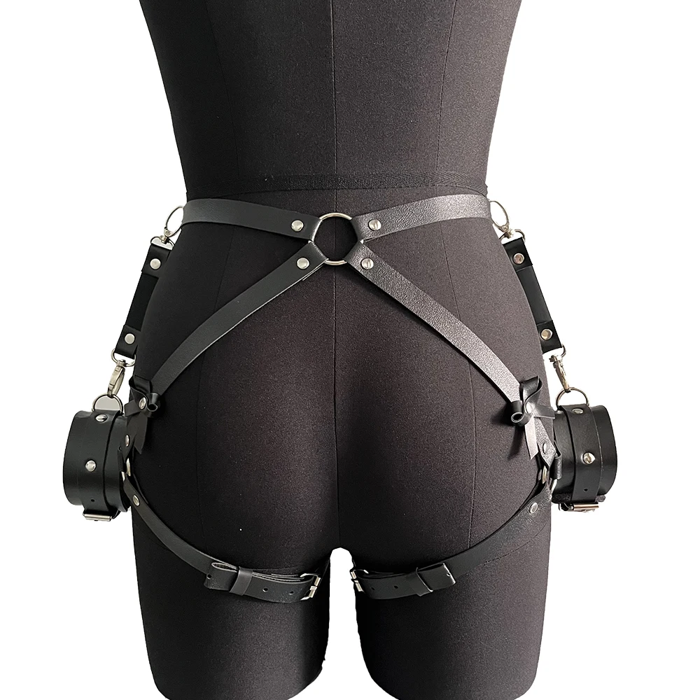 harnnes suspensório roupa íntima para mulher sutiãs sexy langerri sexys feminina Mulheres sexy bondage arnês conjunto de lingerie de couro fetiche casal roupa interior coxa liga meia feminino cinto de espada sutiã