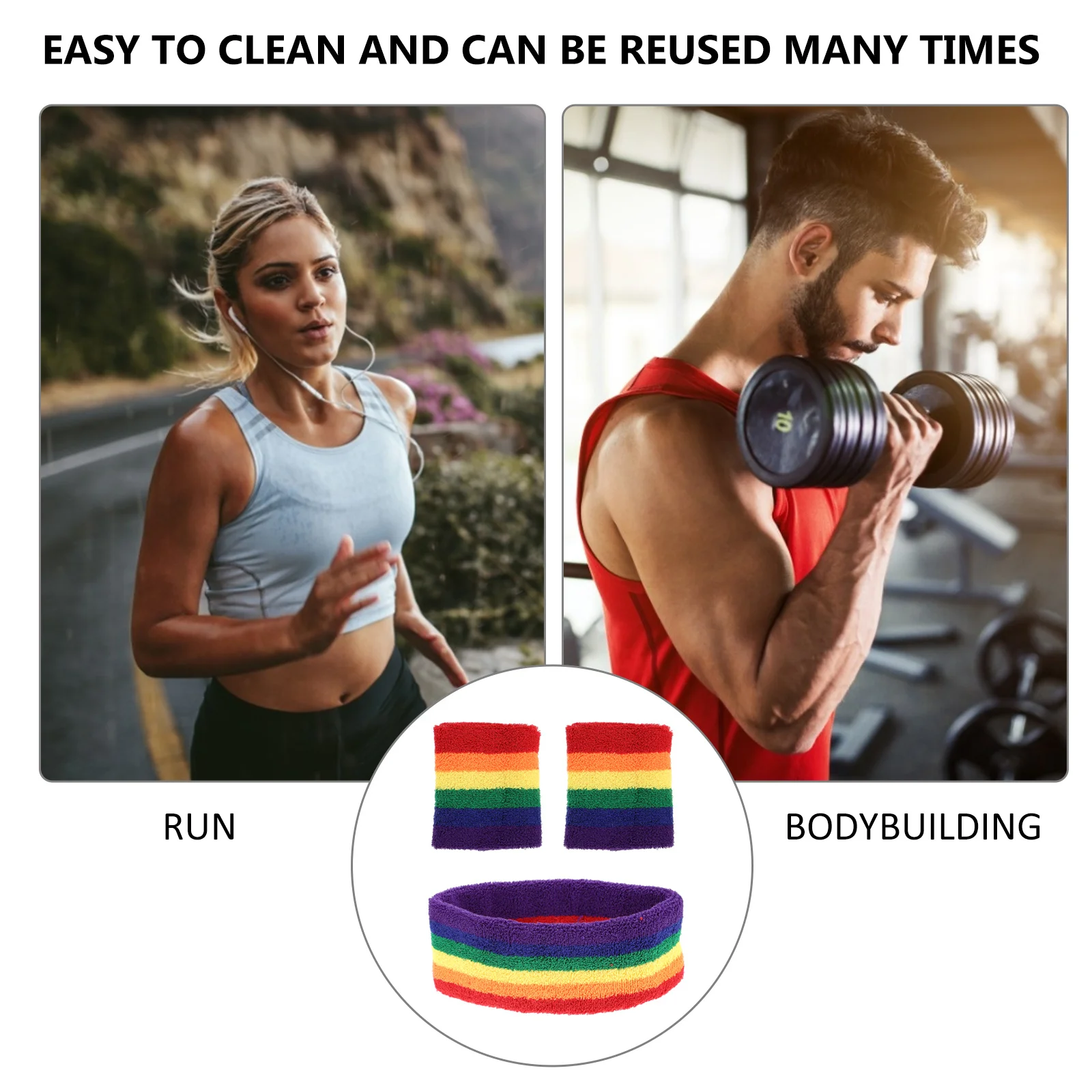 

1Set Sports Headband Wristband High Elastic Sweat Absorbent Cotton Fitness Bands Sports Accessories Set Headband and Wristband