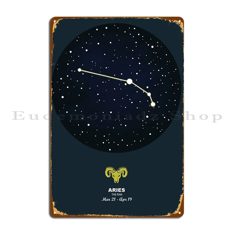 Zodiac Aries Metal Sign Wall Cave Funny Designing Custom Designing Tin Sign Poster