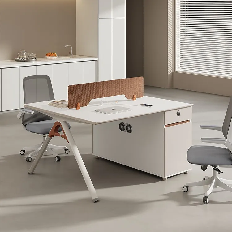 Light luxury computer table modern minimalist two person office desk workstation white mesa de trabajo de taller room furniture