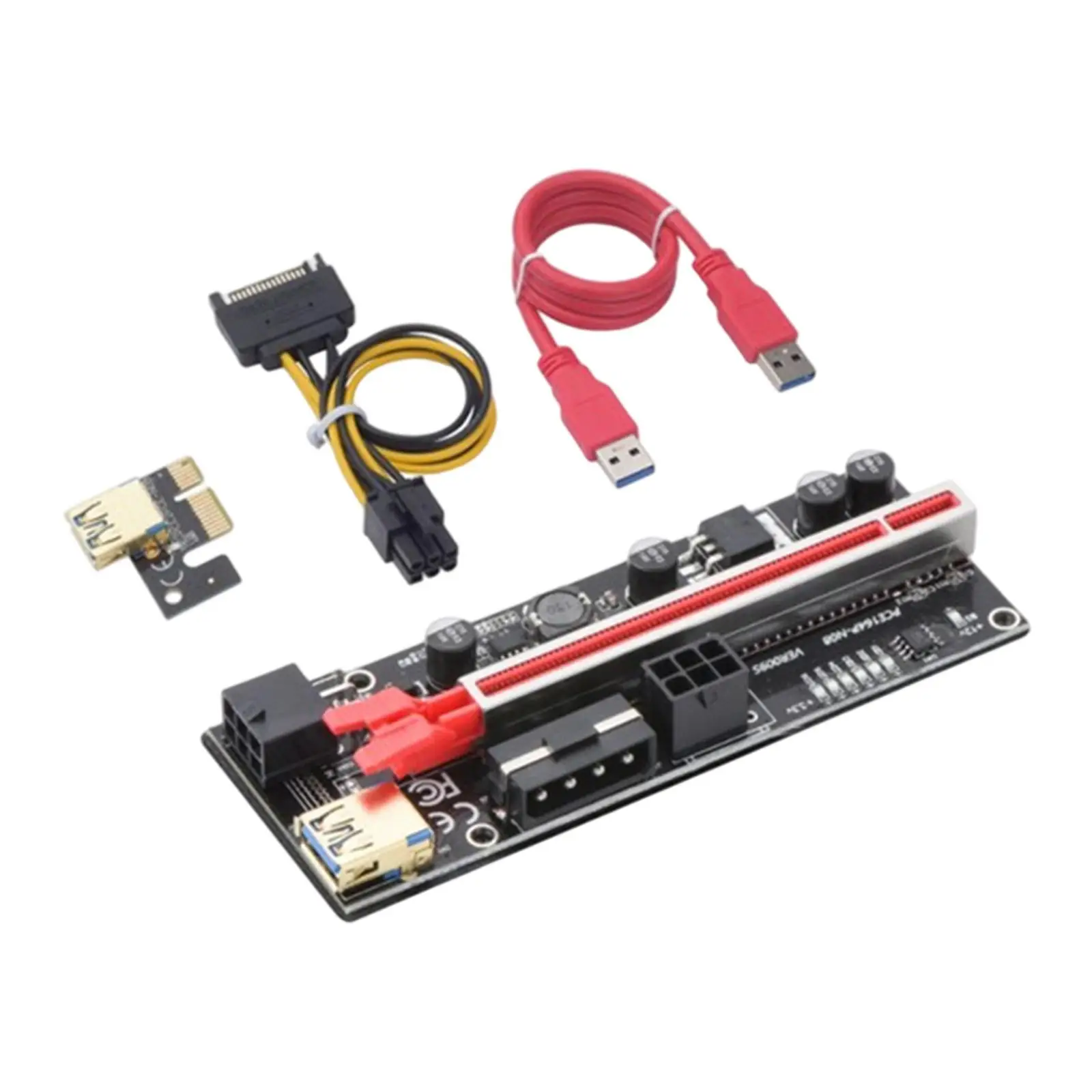 Graphics Card PCI-E Riser Extension Cable USB 3.0 Red Slot Stable Capacitors Adapter for Mining GPU Video