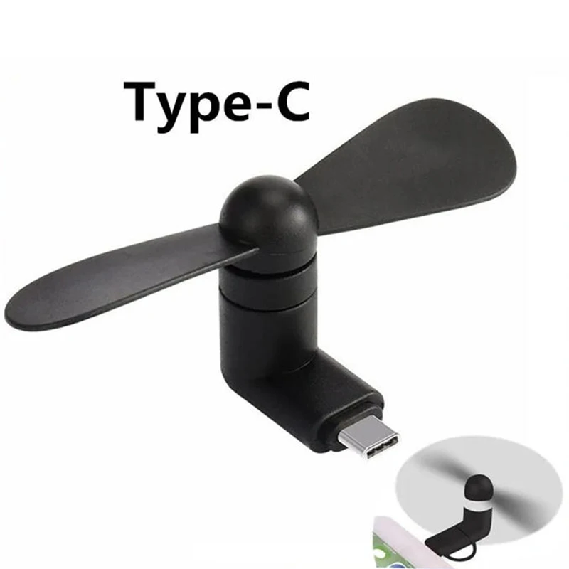 Type C Small Portable Fan Stand Fan Plastic Fan for Mobile Phone Power Bank