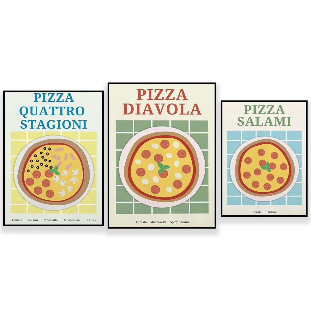 Pizza Salami | Pizza Poster | Poster | Kitchen Poster | Poster | Italian food | Vintage Poster | Retro Poster | Food Poster