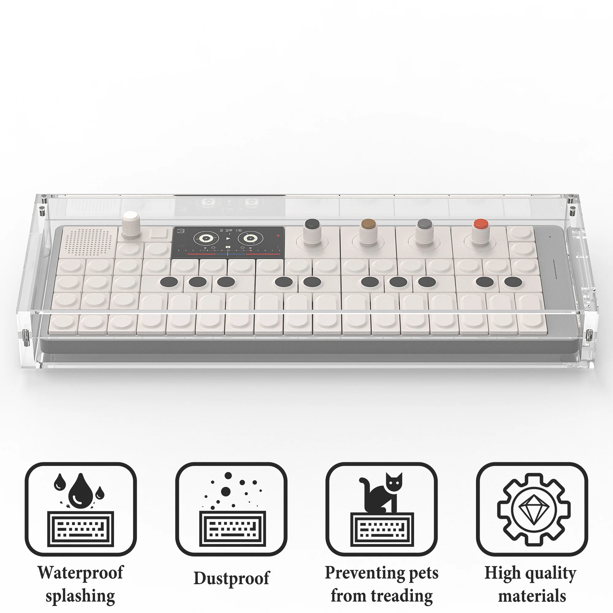 Funda protectora de acrílico transparente con sintetizador Geekria, cubierta antipolvo con cierre magnético, Compatible con campo OP-1 de ingeniería para adolescentes