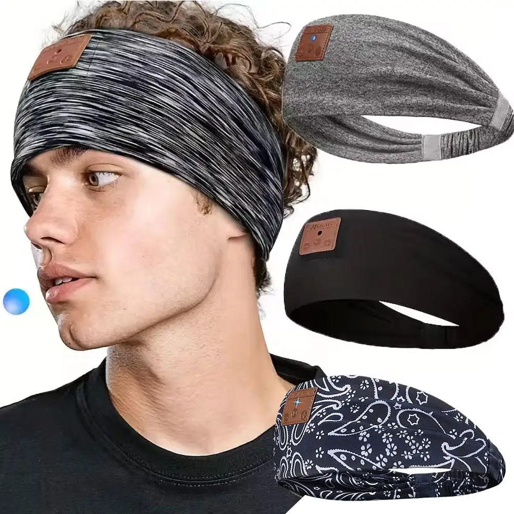 Headphones Bluetooth-compatible Sports Bandana Boho Headband Headphones HD Thin Speakers Music For Side Sleepers Calling Yoga