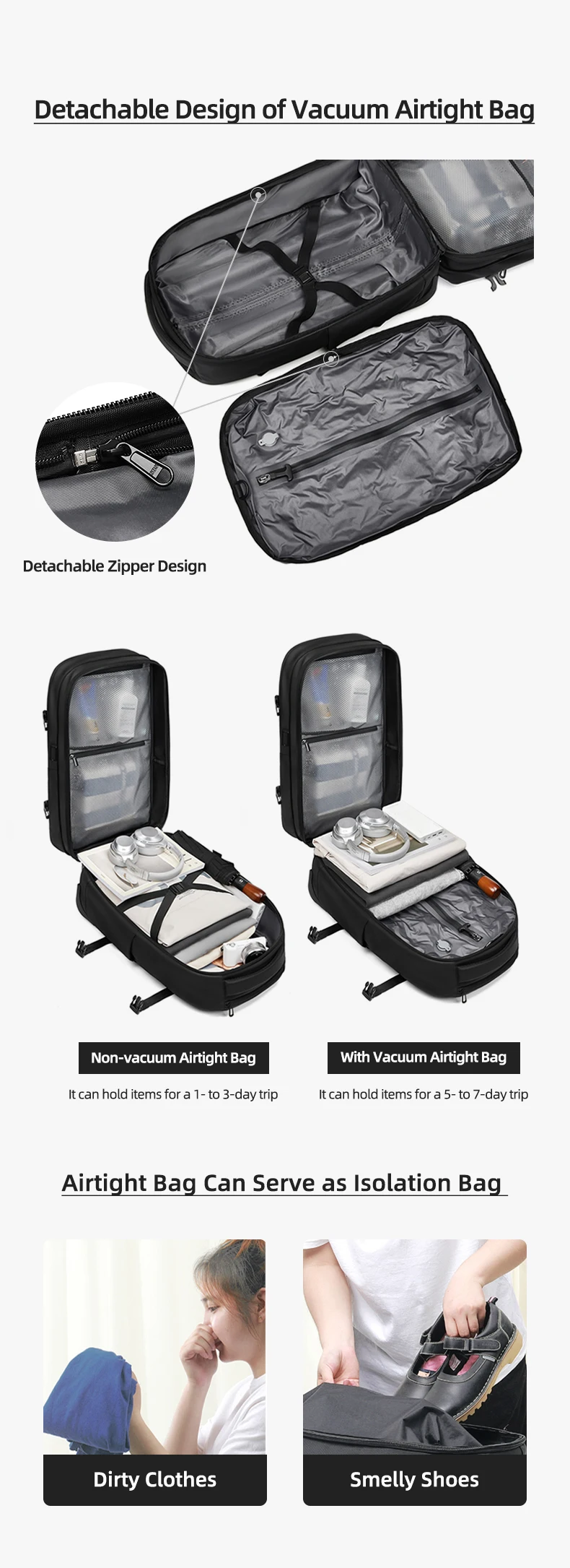 Reise-Trolley-Vakuum-Kompressions-Business-Rucksack mit Pumpe für Herren, Rucksack auf Rädern, Rollgepäck, Bergsteigertasche – Detail 6