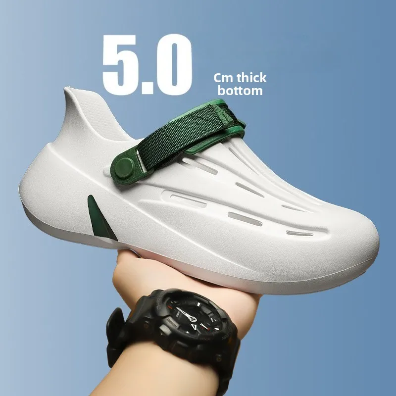 

2026 Summer New Men's Outdoor Elevated Closed Toe Hole Shoes Anti‑Slip Wear‑Resistant Breathable EVA Beach Sandals Slippers