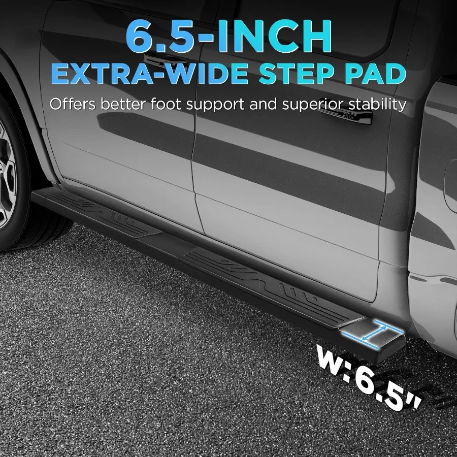 لوحات تشغيل 6.5 لـ 20092014 Ford F150 Super Crew Cab أسود من سبائك الألومنيوم خطوات جانبية قضبان Nerf مع نمط ريدج لـ #3