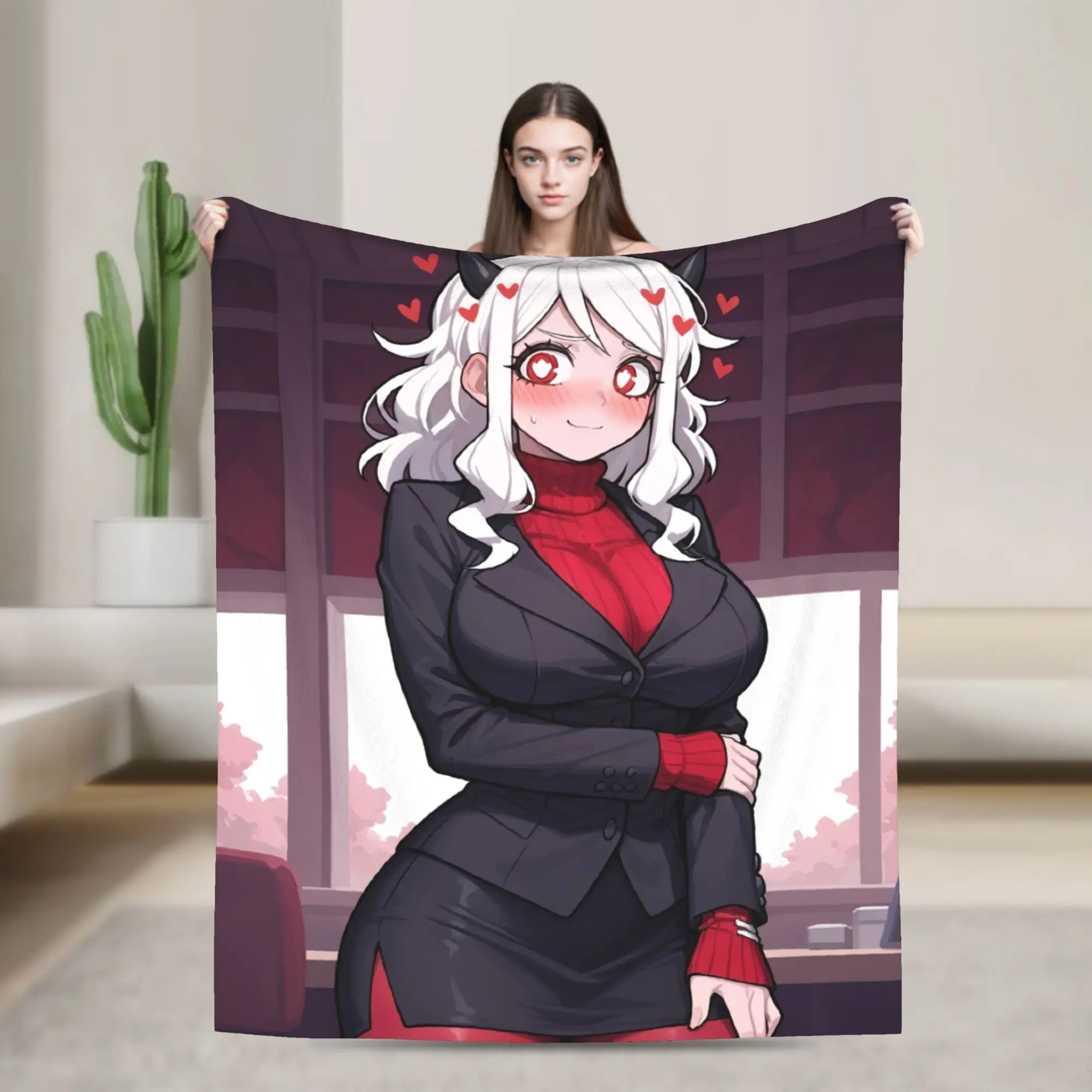Super Soft Contradiction Helltaker Lucifers Modeus Blanket Premium Fleece Flannel Lightweight  Bed Blanket Warm Plush Blankets