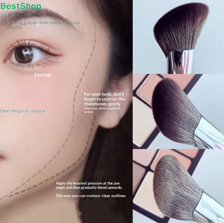 ☽Black Sculpting Brush Professional Makeup Brushes Cosmetic Side Face Cont Oblique Powder Blush Brush Face Make Up Tools