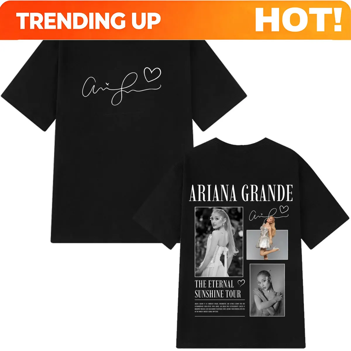Customization Singer Ariana Grande Album Tour 2026 Print TShirt Men Women Fashion T-shirt Summer Cotton Casual Loose Aesthetic T