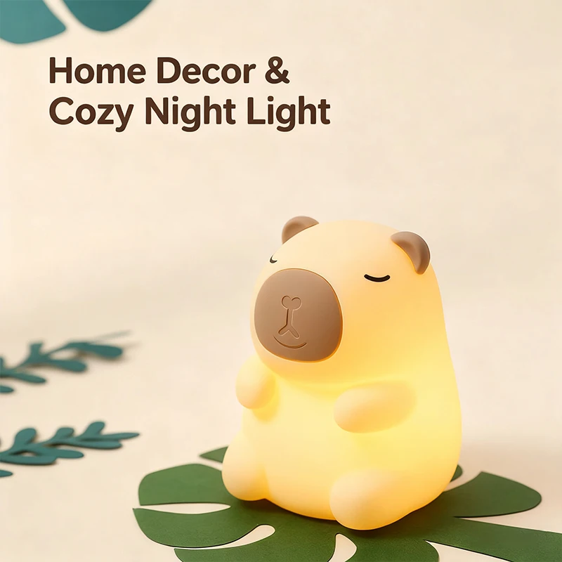 Capybara Night Light, Rechargeable Silicone Desk Lamp with Dimmable & 7 Color Changing Modes, Cute Animal Decor Gift Idea