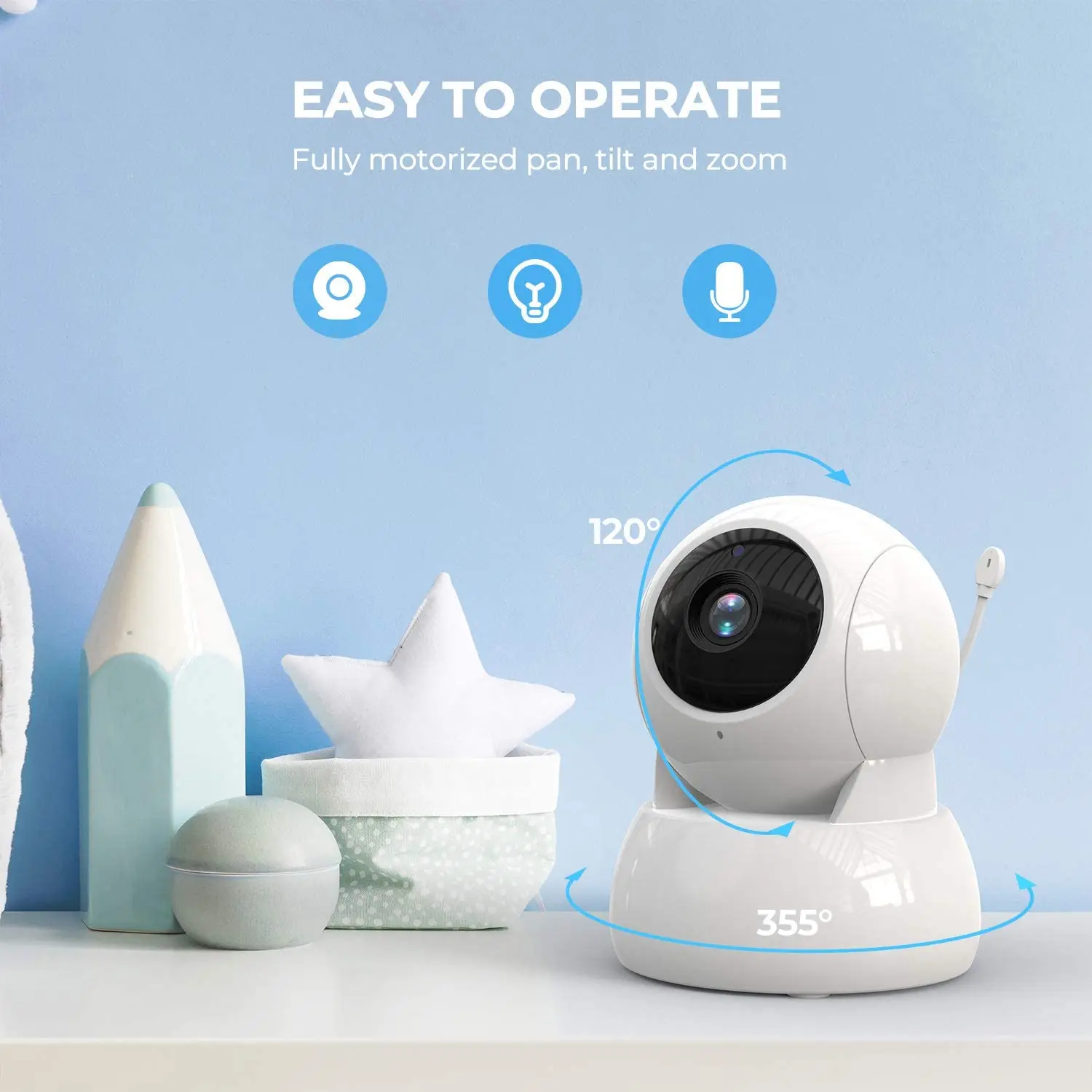 5Inch Screen Temperature Monitoring Intercom Baby Monitor  Wireless PTZ Night Vision Feeding Remind BabySitter Camera
