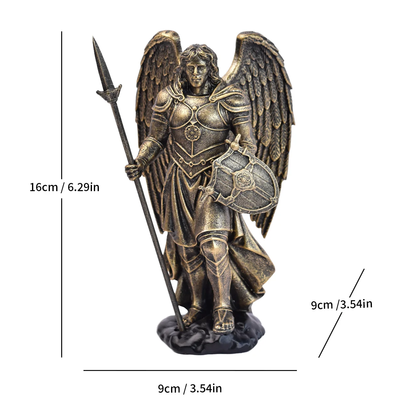 

Vintage Bronze Style Archangel Michael Resin Statue Saint Michael Figurine Religious Spiritual Art Craft Home Decor Gift