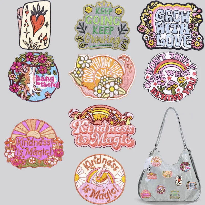 

Iron On Patches for Clothes Flower Clothing Stickers Fabric Sewing Embroidered Patch Thermal Adhesive Applique Fusible Badges