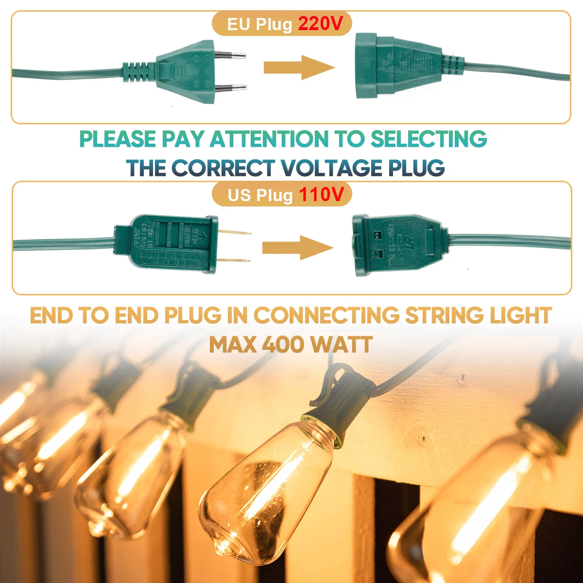 Imagem -05 - Impermeável Led Light String Plástico Shatterproof Decoração de Natal Jardim ao ar Livre Casamento ue 220v Eua 110v St38